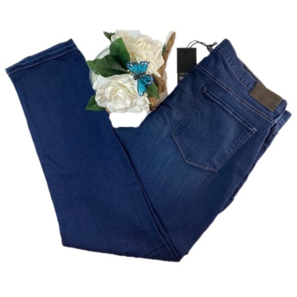 Paige Womens Dark Blue Denim Jeans Size 38 High Rise Straight Leg NWT